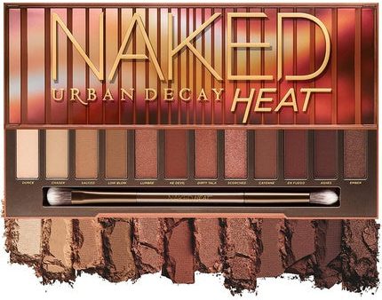 Urban Decay Naked Heat Eyeshadow Palette 12 Fiery Amber Neutral Shades - Ultra-Blendable Rich Colors with Velvety Texture Set Includes Mirror and Double-Ended Makeup Brush Fashion