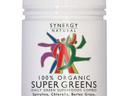 Synergy Natural Organic Super Greens (Spirulina, Chlorella, Barley Grass & Wheat Grass) Powder 100g Supply