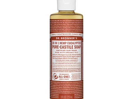 Dr. Bronner s Pure-Castile Soap Liquid (Hemp 18-in-1) Eucalyptus 237ml For Discount