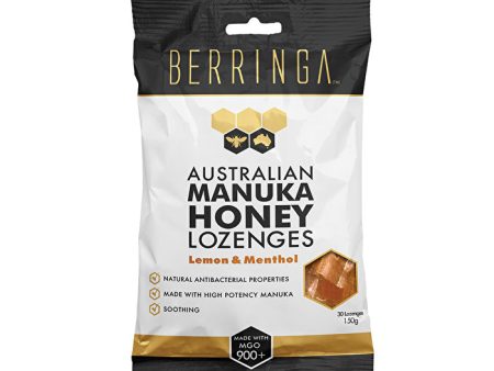 BERRINGA HONEY Berringa Australian Manuka Honey Lozenges Lemon & Menthol (made with MGO 900+) x 30 Pack 150g Sale