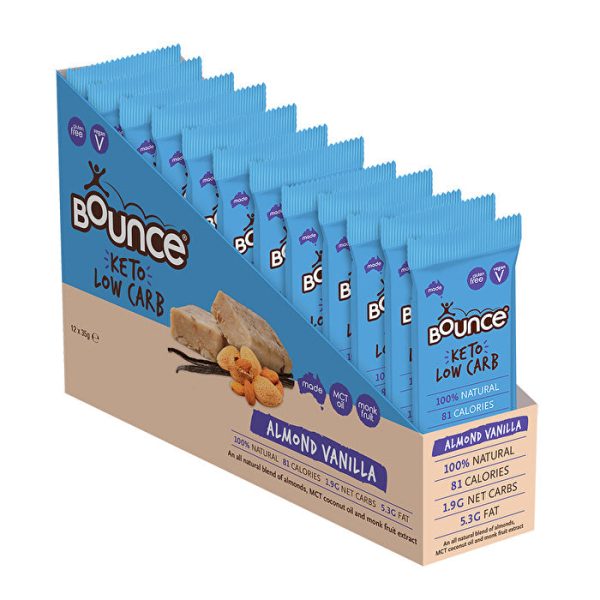 Bounce Keto Low Carb Bar Almond Vanilla 35g x 12 Display Supply