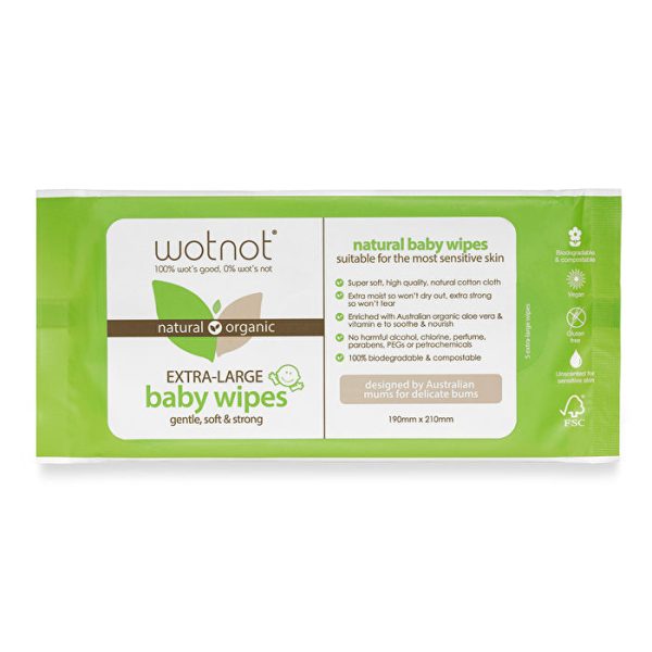 Wotnot 100% Natural Baby Wipes x 5 Pack Supply