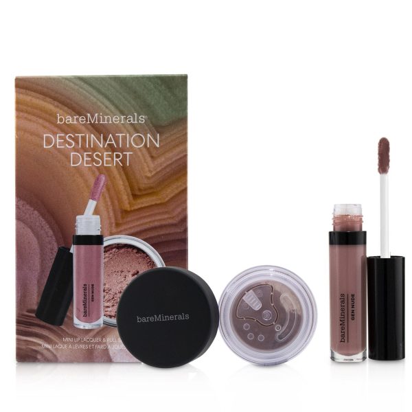 BareMinerals Destination Desert (1x Mini Lip Lacquer, 1x Blush)  2pcs Supply